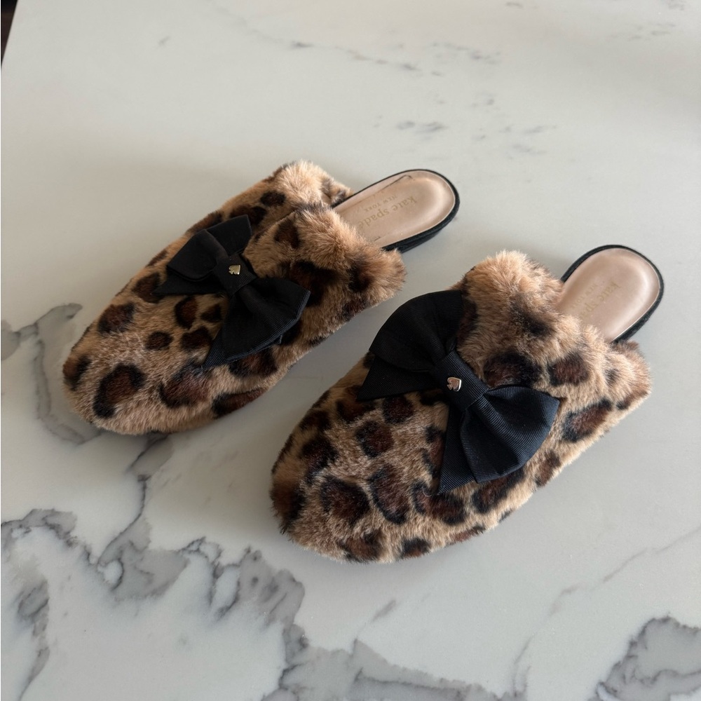 Kate Spade Jocelyn Leopard Faux Fur Slides